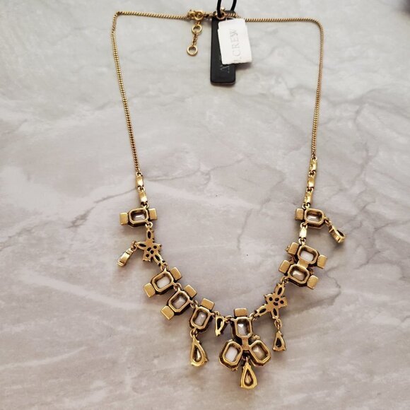 ✨ NEW J.Crew Rhinestones Crystals Mercury Glass Anitqed Statement Necklace ✨ - Picture 10 of 16